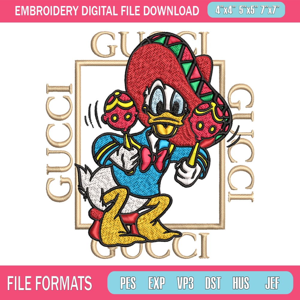 Daisy Donald Duck Gucci Embroidery design, Disney cartoon Embroidery, cartoon design, Embroidery File, Instant download. 1.jpg