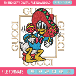 daisy donald duck gucci embroidery design, disney cartoon embroidery, cartoon design, embroidery file, instant download