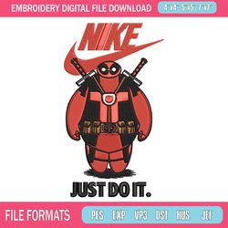 deadpool funny nike embroidery design, deadpool funny embroidery, nike design, embroidery file, instant download 1