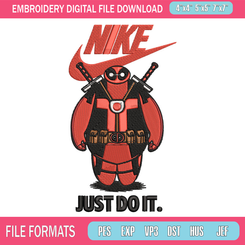 Deadpool funny Nike Embroidery design, Deadpool funny Embroidery, Nike design, Embroidery file, Instant download.jpg
