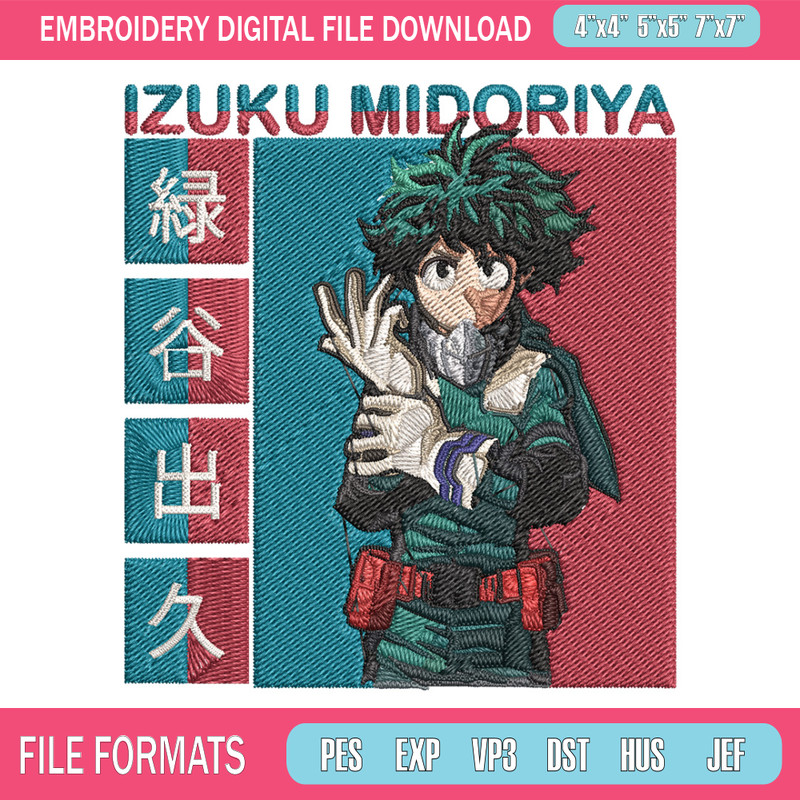 Deku Poster Embroidery Design, Mha Embroidery, Embroidery File, Anime Embroidery,Anime shirt, Digital download.jpg