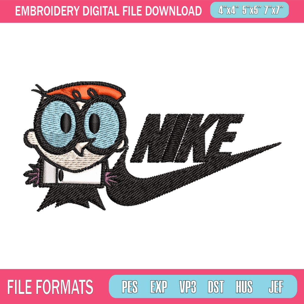 Dexter cartoon Nike Embroidery design, Dexter cartoon Embroidery, Nike design, Embroidery file, Instant download. 1.jpg