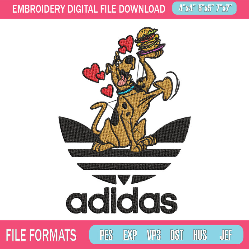 Dog love adidas Embroidery Design, Adidas Embroidery, Embroidery File, Brand Embroidery, Logo shirt, Digital download.jpg