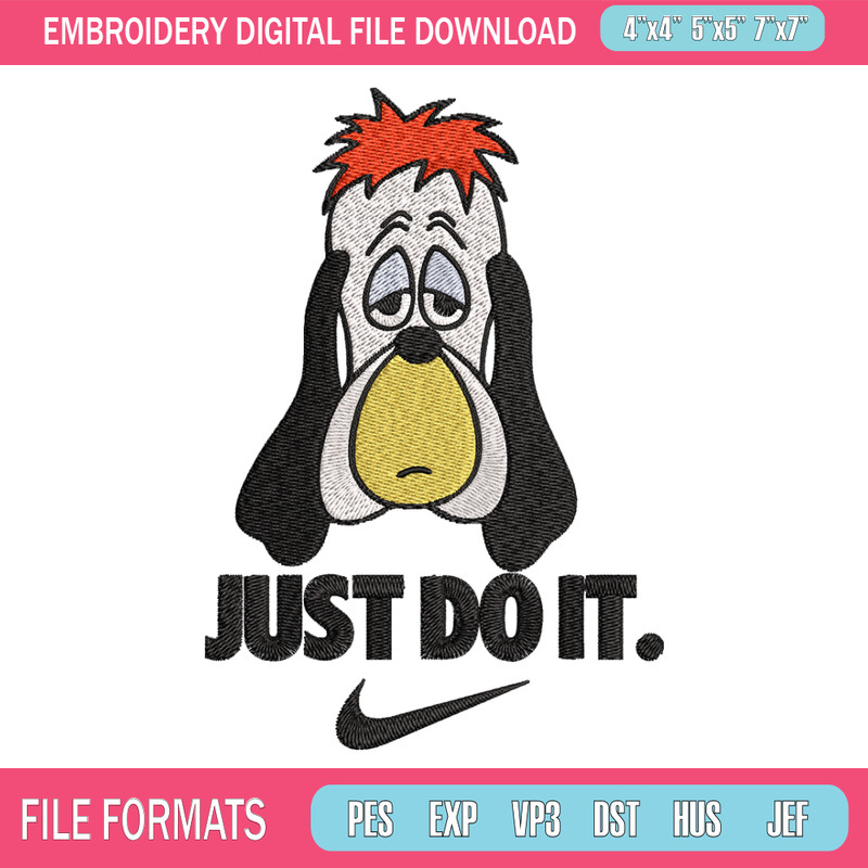 Droopy Just Rick It Embroidery design, Cartoon funny Embroidery, Logo Nike design, Embroidery file, Instant download..jpg