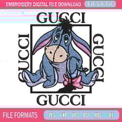 eeyore gucci embroidery design, winnie the pooh embroidery, cartoon design, embroidery file, instant download
