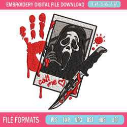 ghost face embroidery design, ghost face horror embroidery, horror design, embroidery file, digital download