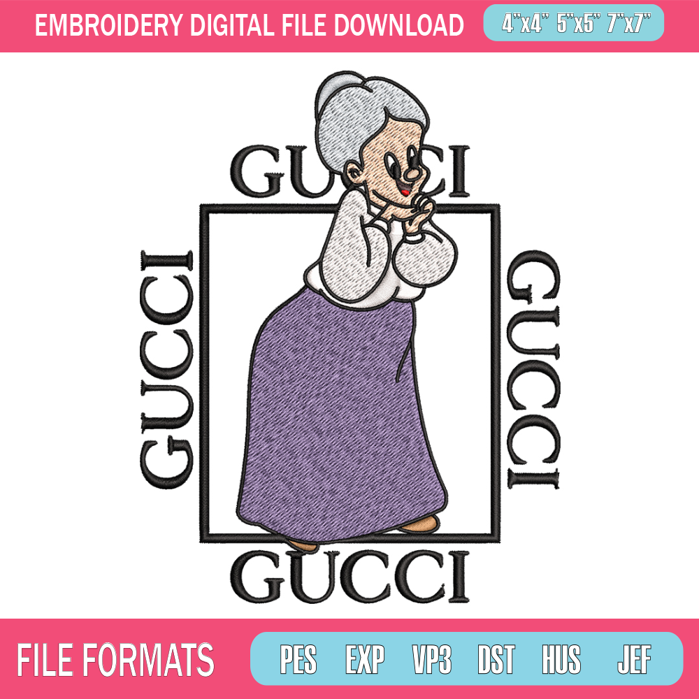 Granny Gucci Embroidery design, Granny Gucci Embroidery, cartoon design, Embroidery File, Gucci logo, Digital download..jpg
