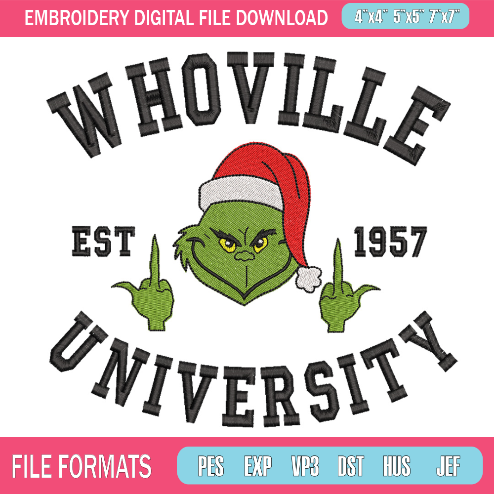 Grinch est1957 embroidery design, Grinch embroidery, Chrismas design, Embroidery file,Embroidery shirt, Digital download 1.jpg