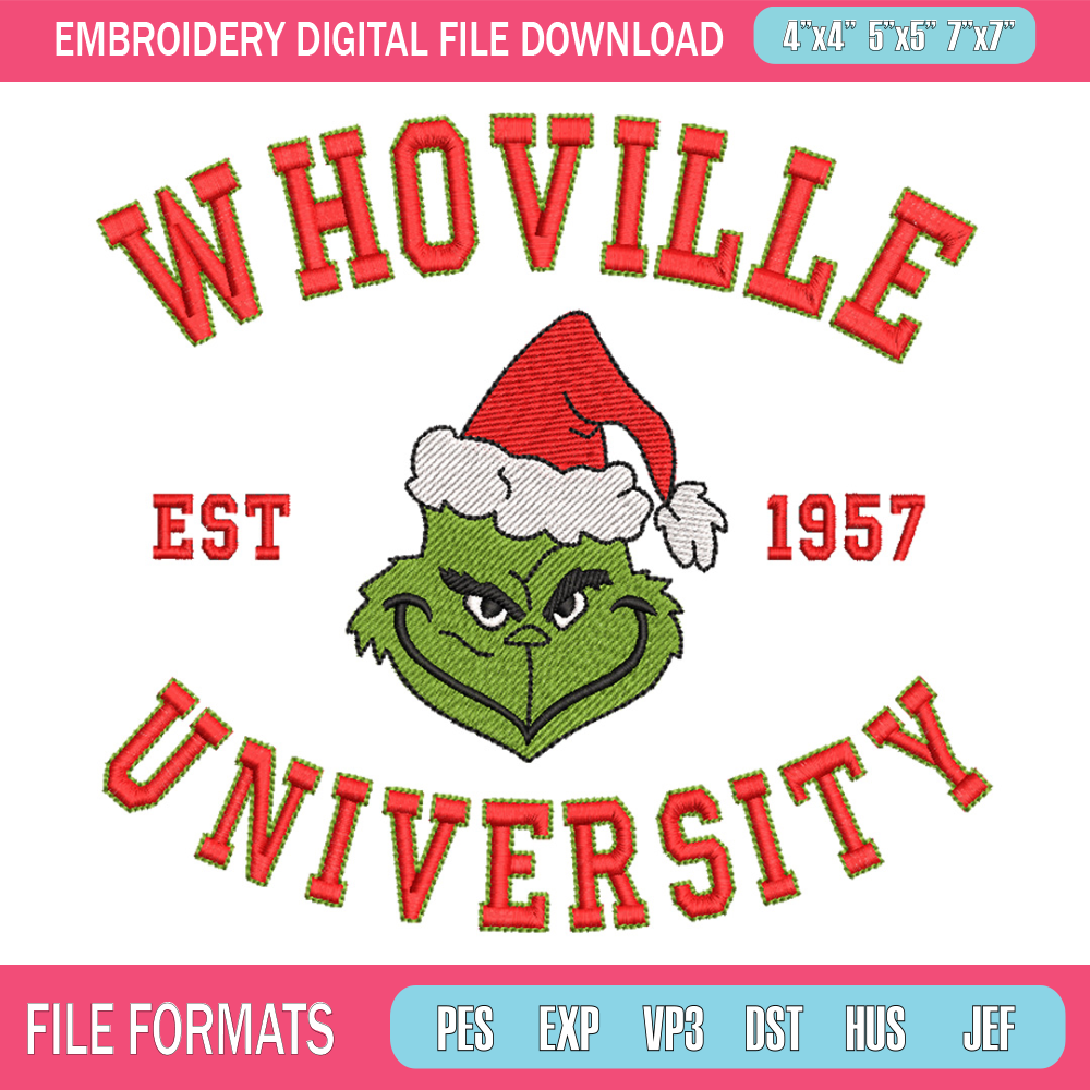 Grinch est1957 embroidery design, Grinch embroidery, Chrismas design, Embroidery shirt, Embroidery file,Digital download 1.jpg