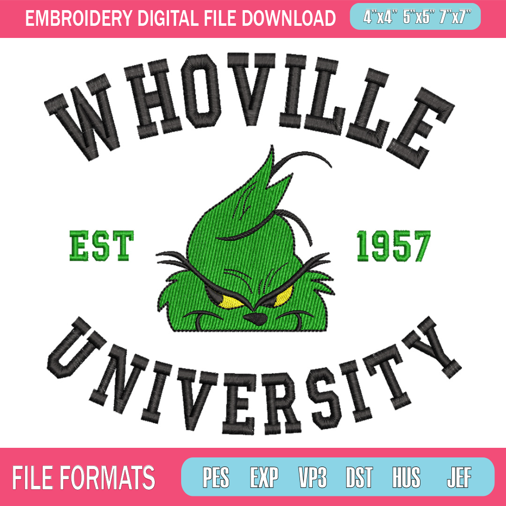 Grinch est1957 embroidery design,Grinch embroidery, Chrismas design, Embroidery file, Embroidery shirt, Digital download.jpg