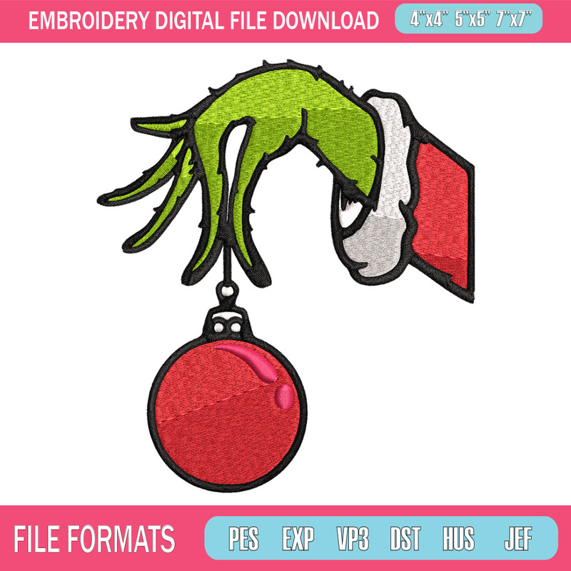 Grinch Hand Stock Illustrations Embroidery design, Grinch Embroidery, Embroidery File, Grinch design, Instant download. 1.jpg