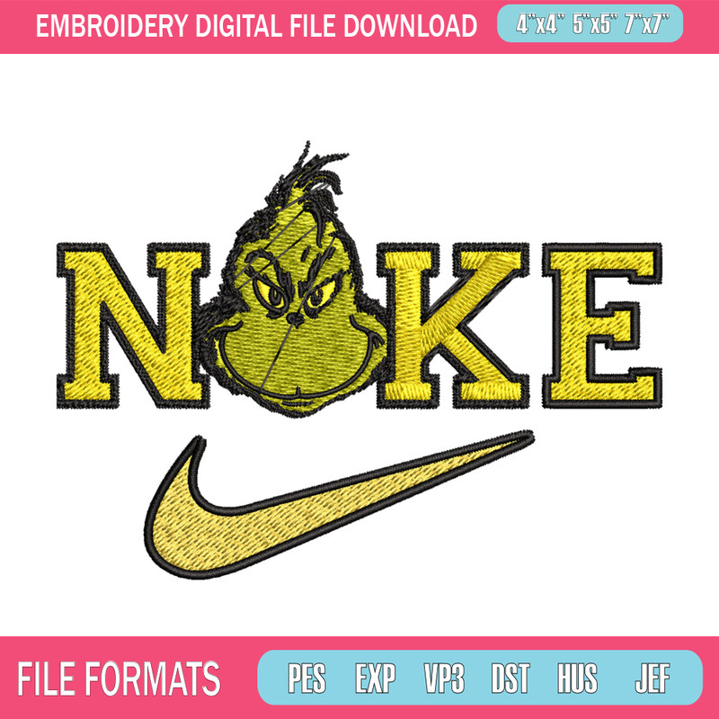Grinch x nike Embroidery Design, Nike Embroidery, Brand Embroidery, Embroidery File, Logo shirt, Digital download 1.jpg