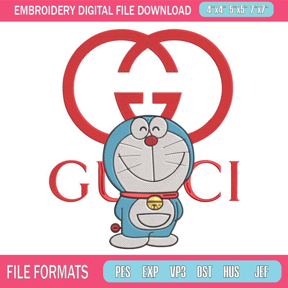 Gucci doraemon Embroidery Design, Doraemon Embroidery, Embroidery File, Gucci Embroidery, Anime shirt, Digital download.jpg