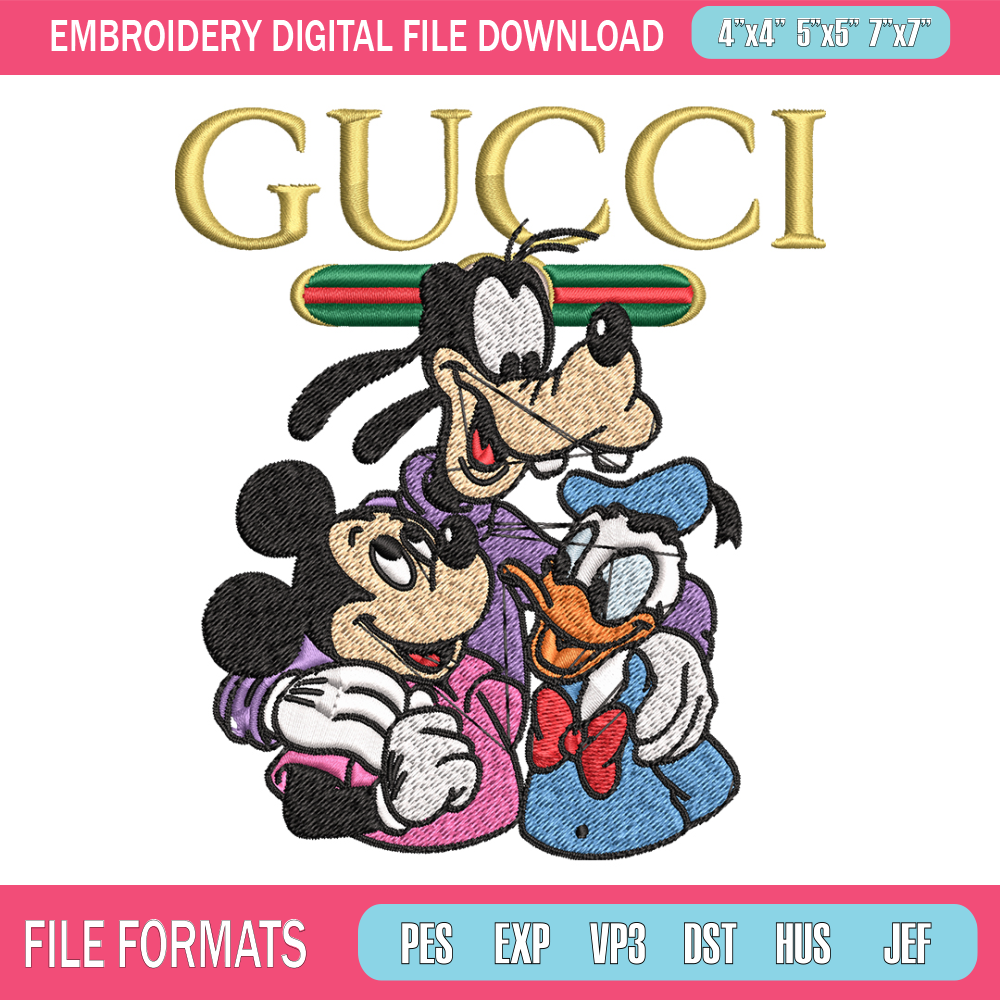 Gucci Mickey And Friend Embroidery design, Disney Embroidery, cartoon design, Embroidery File, Instant download. 1.jpg