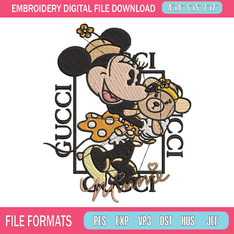Gucci Minnie mouse Embroidery design, Gucci Embroidery, Disney design, Embroidery File, cartoon shirt, Instant download..jpg