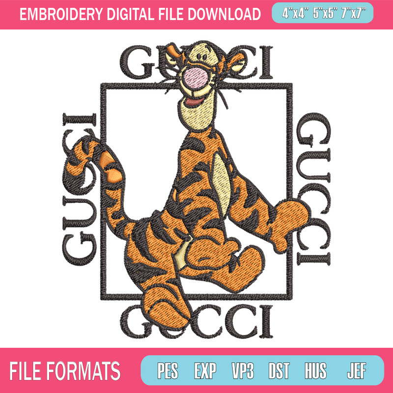 Gucci Tiger Embroidery design, winnie the pooh cartoon Embroidery, cartoon design, Embroidery File, Instant download..jpg