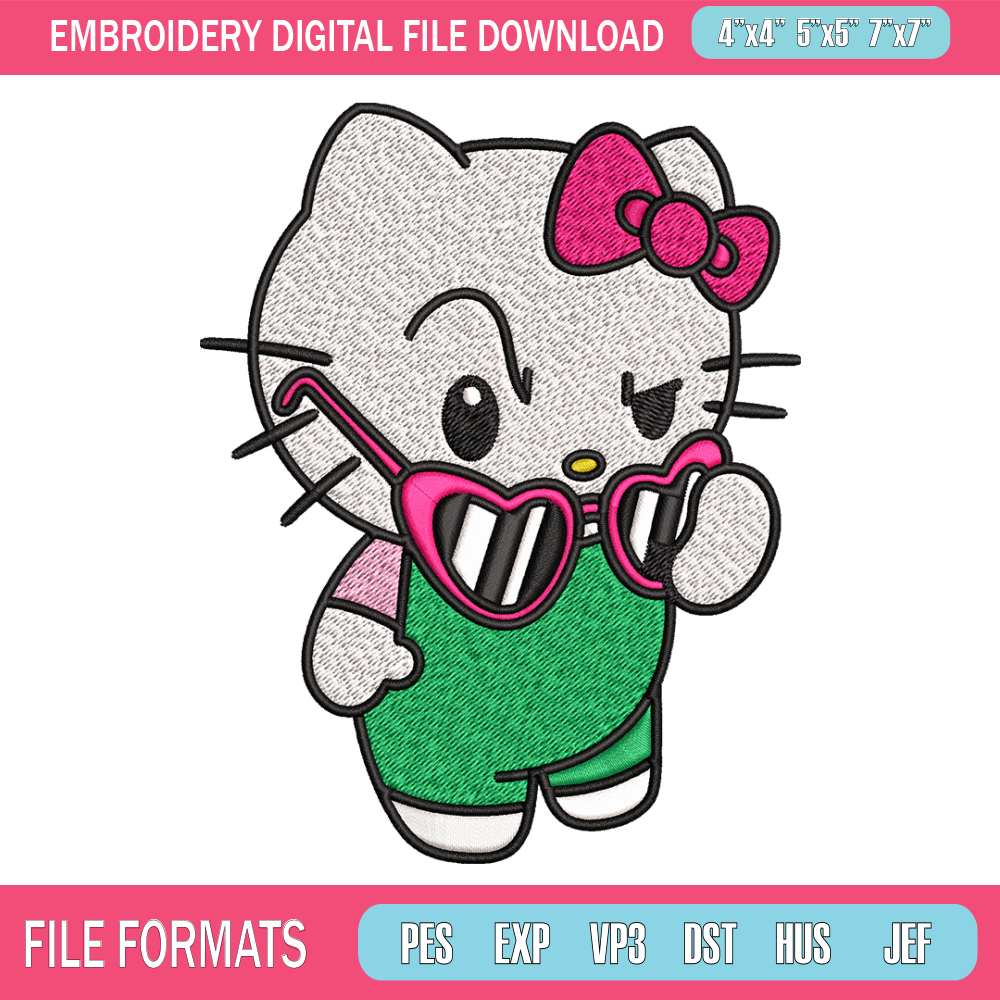 Hallokitty Embroidery design, Hallokitty Embroidery, Embroidery File, cartoon design, logo shirt, Digital download. 1.jpg
