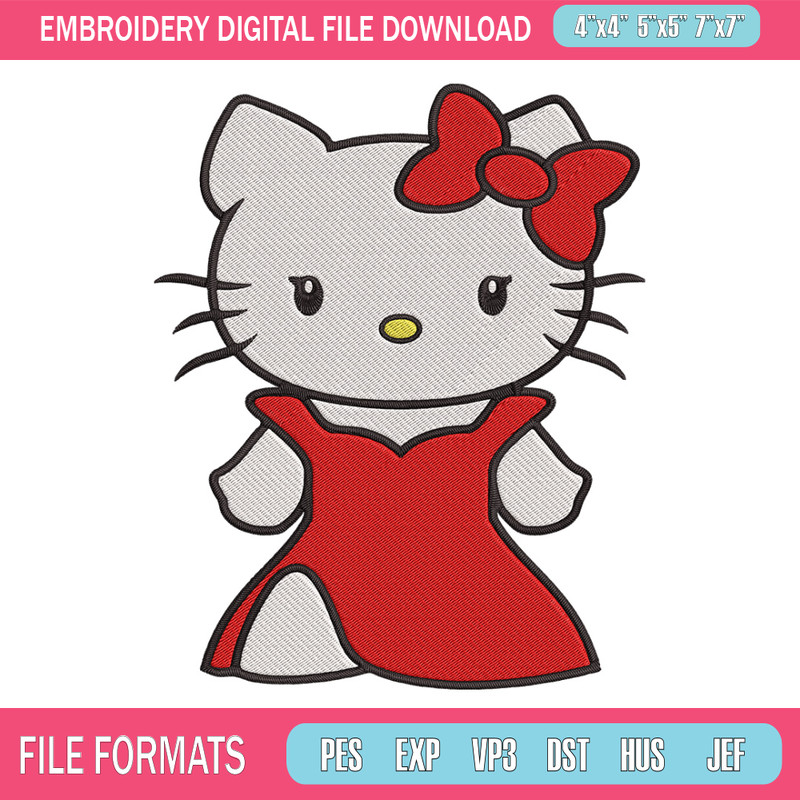 Hello kitty dress Embroidery Design, Hello kitty Embroidery, Embroidery File, Anime Embroidery, Digital download.jpg