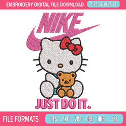 hello kitty nike embroidery design, hello kitty embroidery, nike design, embroidery file, cartoon logo instant download