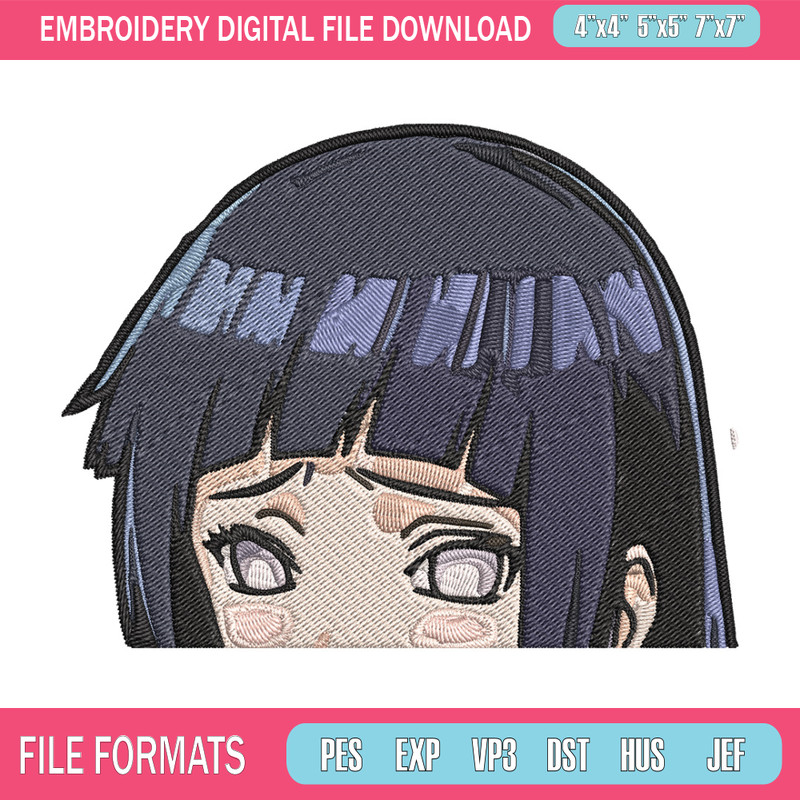 Hinata Peeker Embroidery Design, Naruto Embroidery, Embroidery File, Anime Embroidery, Anime shirt, Digital download.jpg