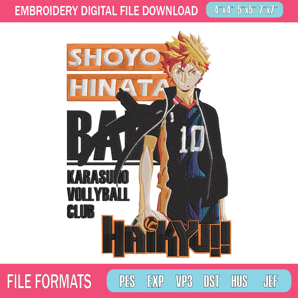 Hinata poster Embroidery Design, Haikyuu Embroidery, Embroidery File, Anime Embroidery, Anime shirt, Digital download.jpg