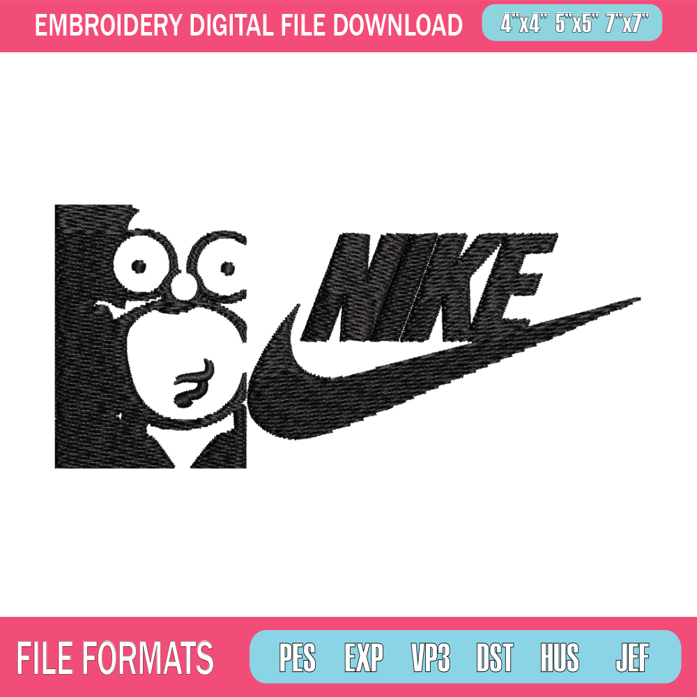Homer Simpson Nike Embroidery design, Homer Simpson Embroidery, Nike design, Embroidery file, Instant download. 1.jpg