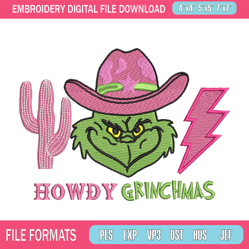 Howdy grinch embroidery design, Grinch embroidery, Chrismas design,Embroidery shirt, Embroidery file, Digital download 1.jpg