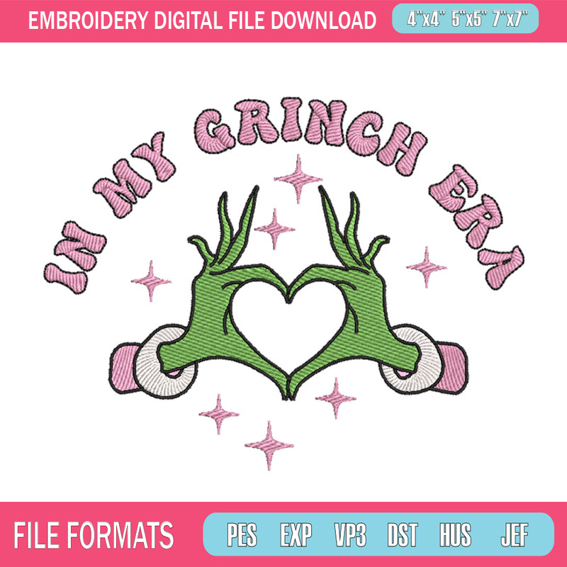 In my Grinch era embroidery design, Grinch embroidery, Chrismas design,Embroidery shirt,Embroidery file,Digital download 1.jpg