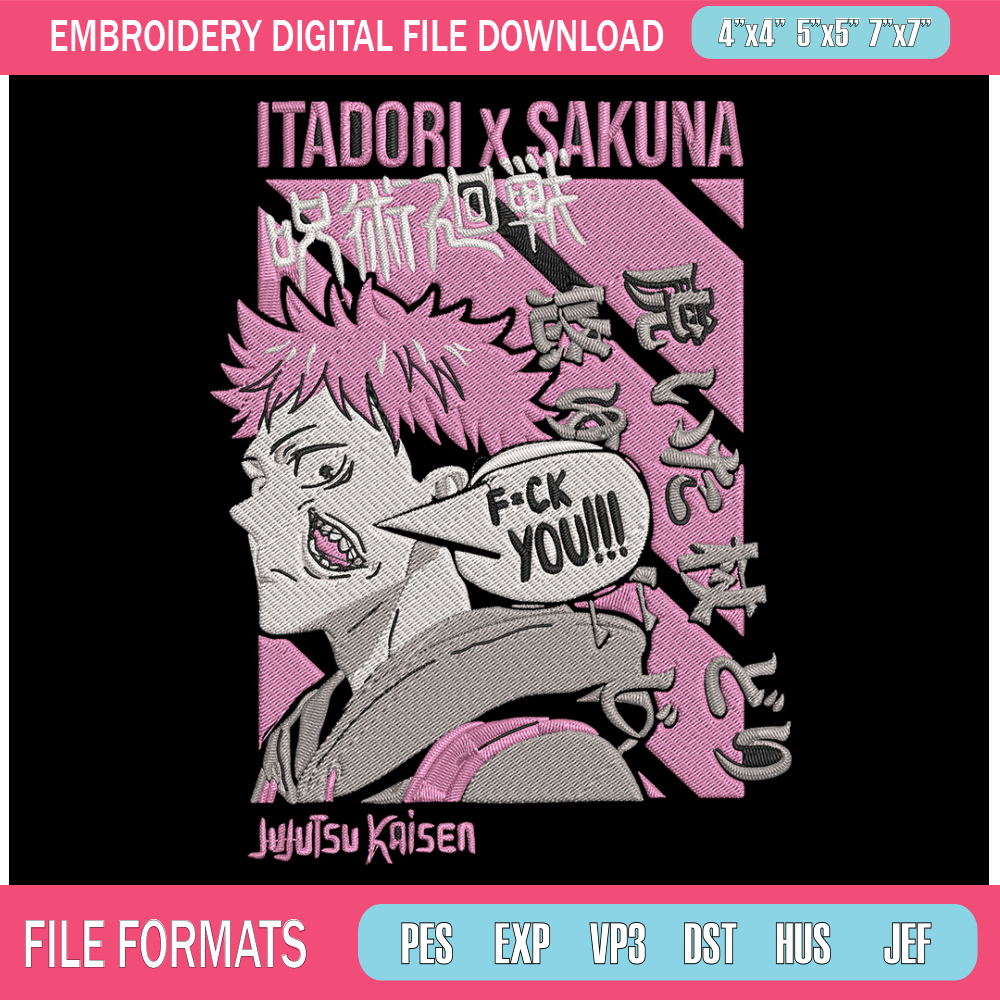 Itadori x sukuna Embroidery Design, Jujutsu Embroidery, Embroidery File, Anime Embroidery,Anime shirt, Digital download.jpg