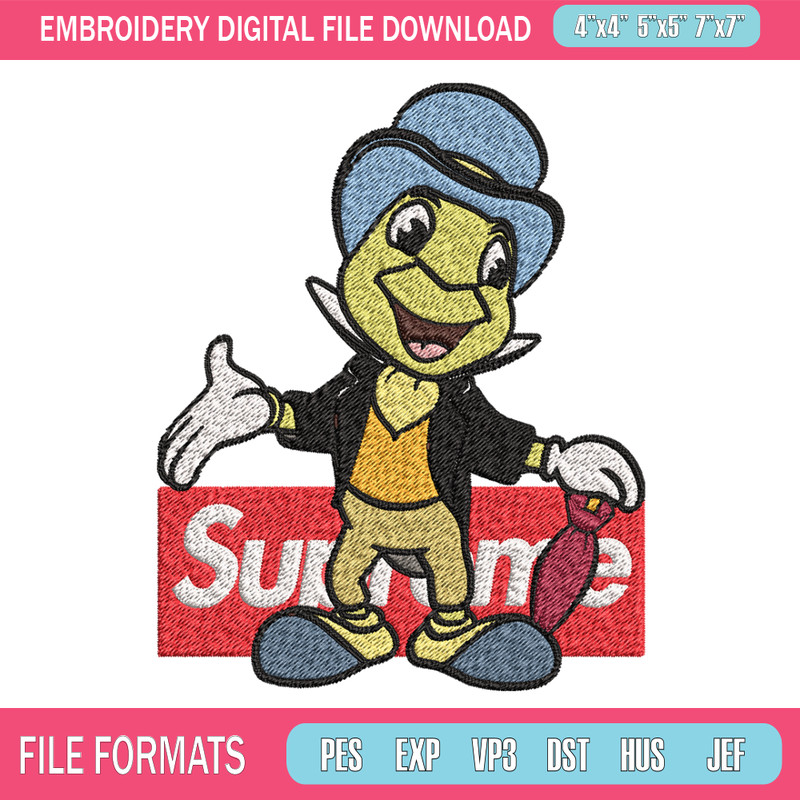Jimimy cricket supreme Embroidery design, Jimimy cricket Embroidery, cartoon design, Embroidery File, Instant download.jpg