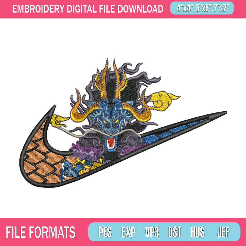 Kaido Nike embroidery design, One Piece embroidery, nike design, anime design, anime shirt, Digital download.jpg