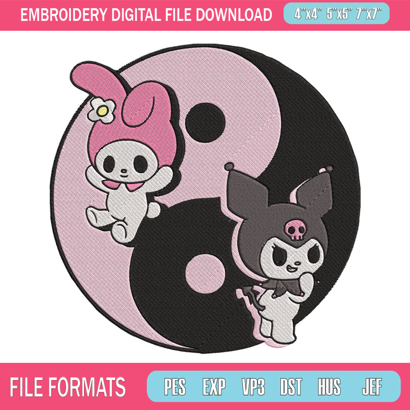 Kawaii Kuromi Embroidery Design, Hello kitty Embroidery, Embroidery File,Anime Embroidery, Anime shirt, Digital download.jpg
