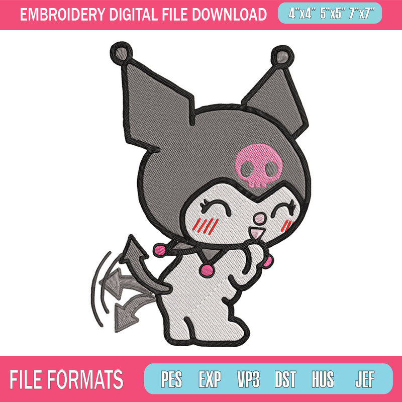 Kuromi sticker Embroidery Design, Hello kitty Embroidery, Embroidery File, Anime Embroidery,Anime shirt,Digital download.jpg
