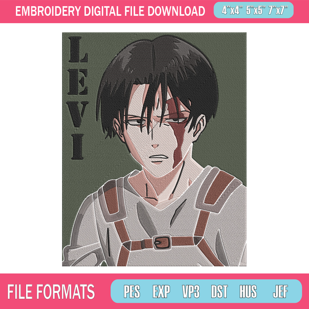 Levi poster Embroidery Design, Aot Embroidery, Embroidery File, Anime Embroidery, Anime shirt, Digital download..jpg