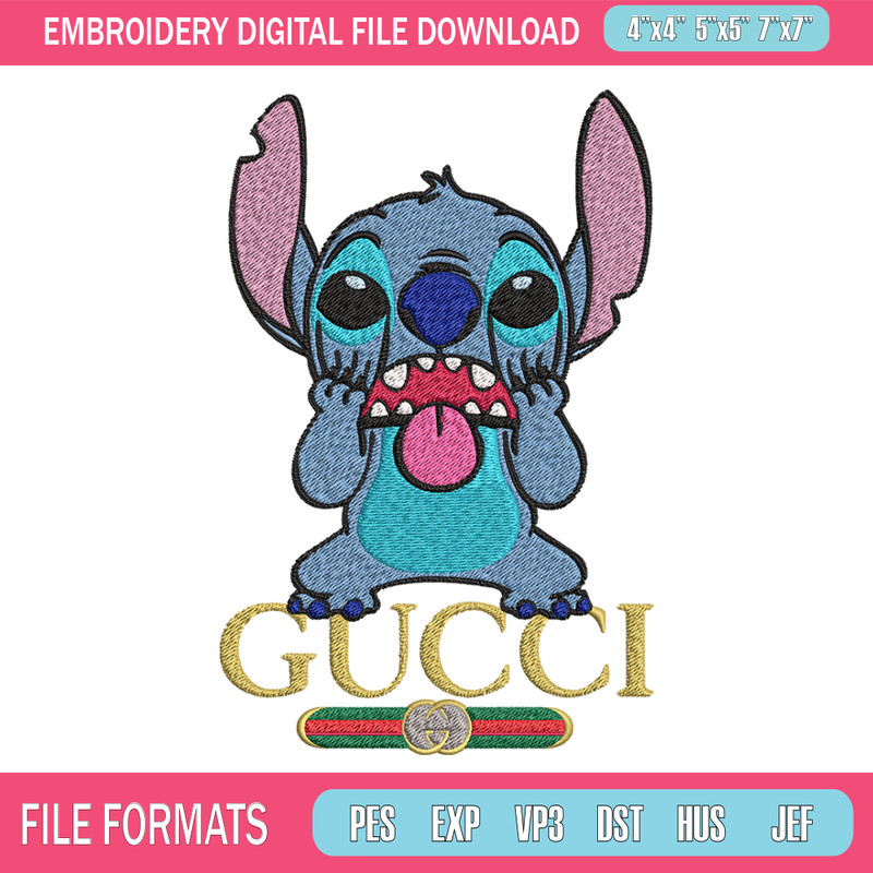 Logo Gucci Stitch Embroidery design, Disney Embroidery, Disney design, Embroidery File, cartoon shirt, Digital download. 1.jpg