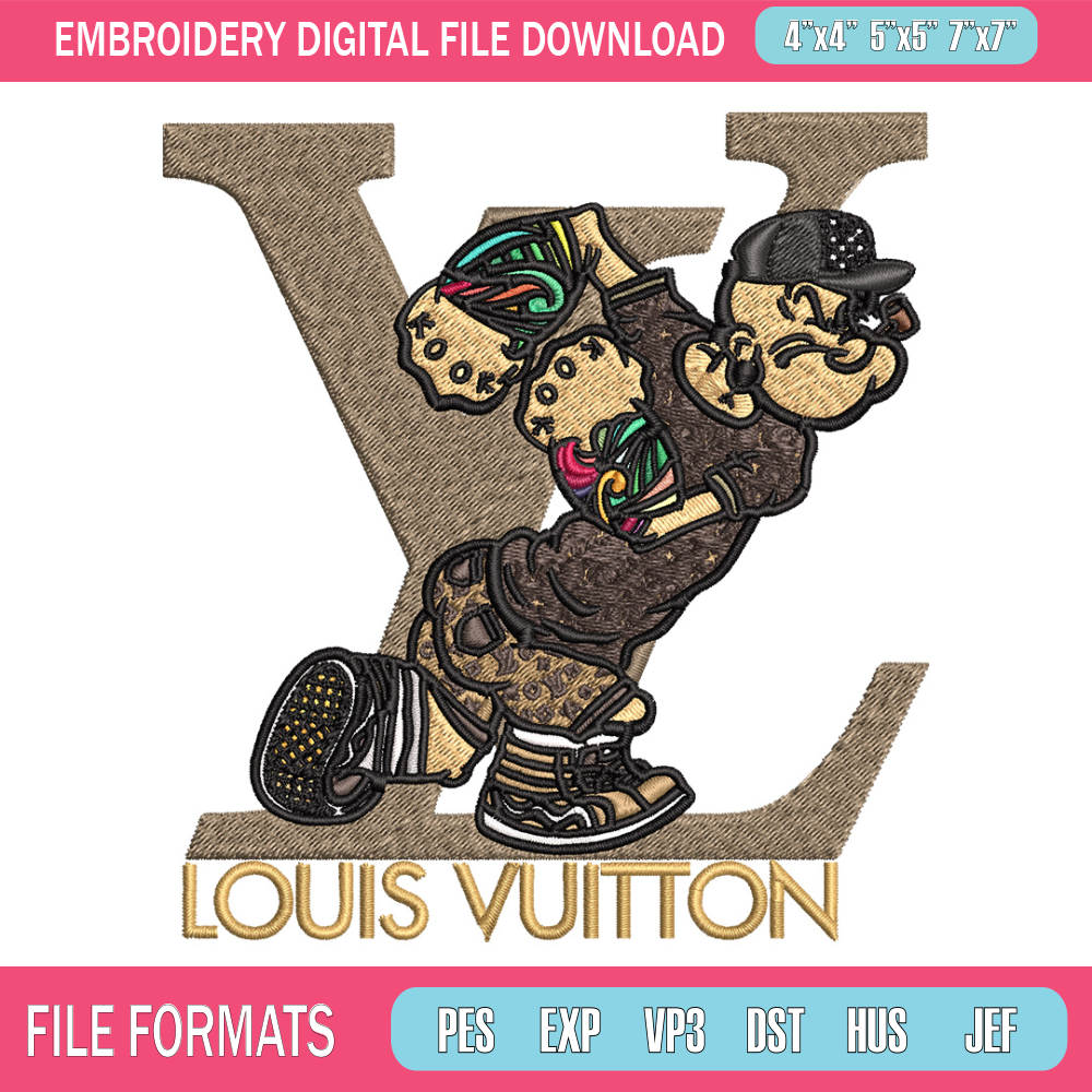 Cartoon man lv Embroidery Design, LV Embroidery, Embroidery File, Logo shirt, Sport Embroidery, Digital download 1.jpg