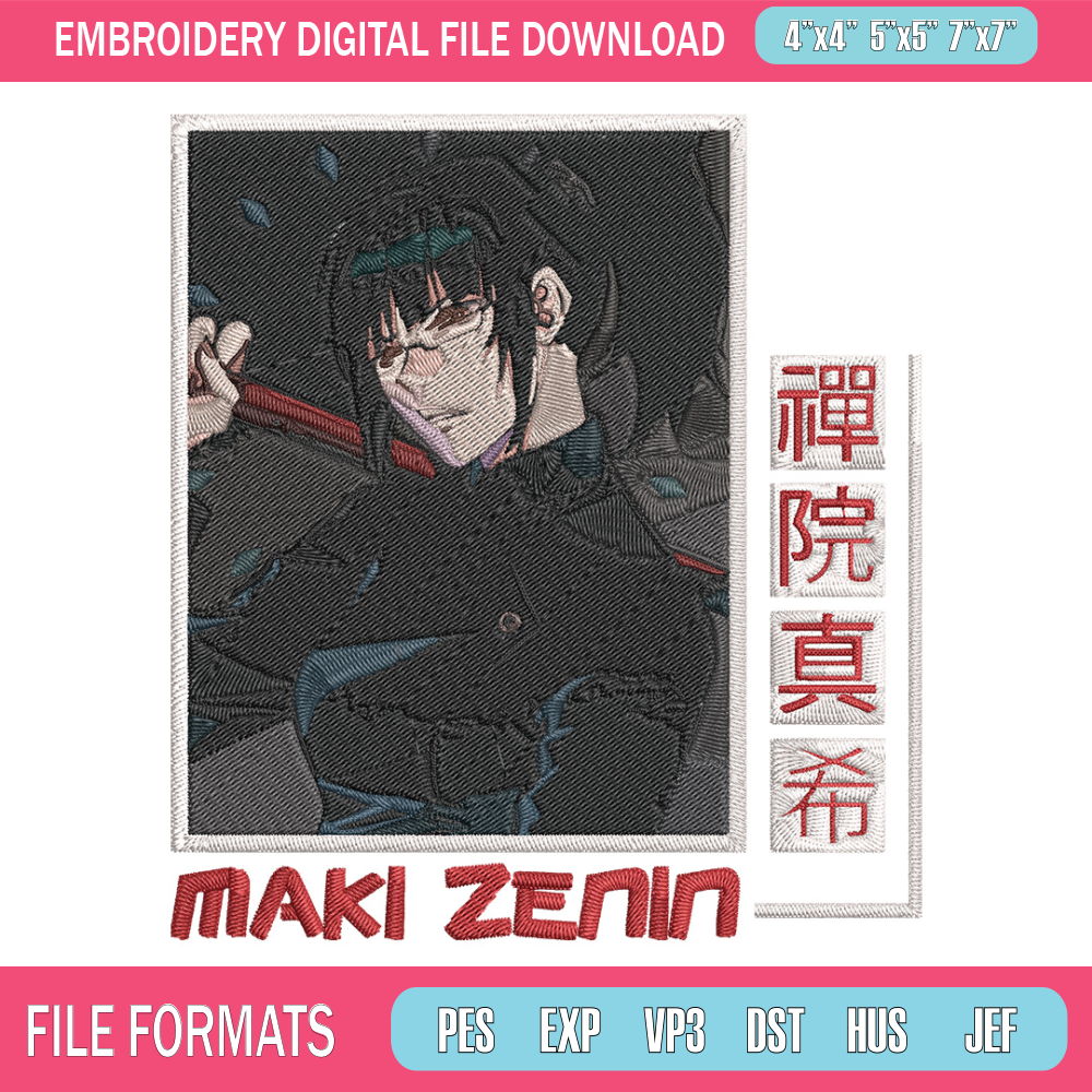 Maki poster Embroidery Design, Jujutsu Embroidery, Embroidery File, Anime Embroidery, Anime shirt,Digital download.jpg