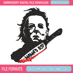 mama s boy embroidery design, michael myers embroidery, embroidery file, halloween design, digital download