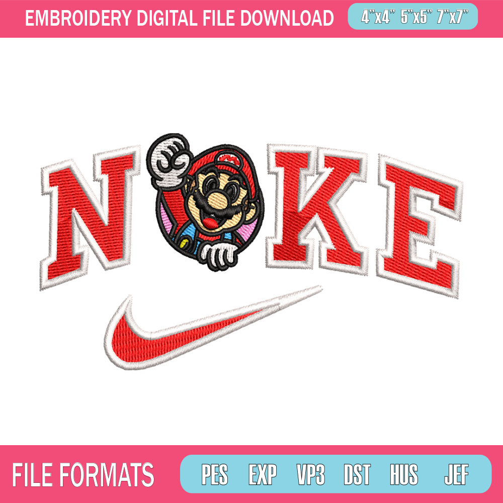 Mario swoosh embroidery design, Mario embroidery, Embroidery file, Embroidery shirt, Nike design,Digital download.jpg