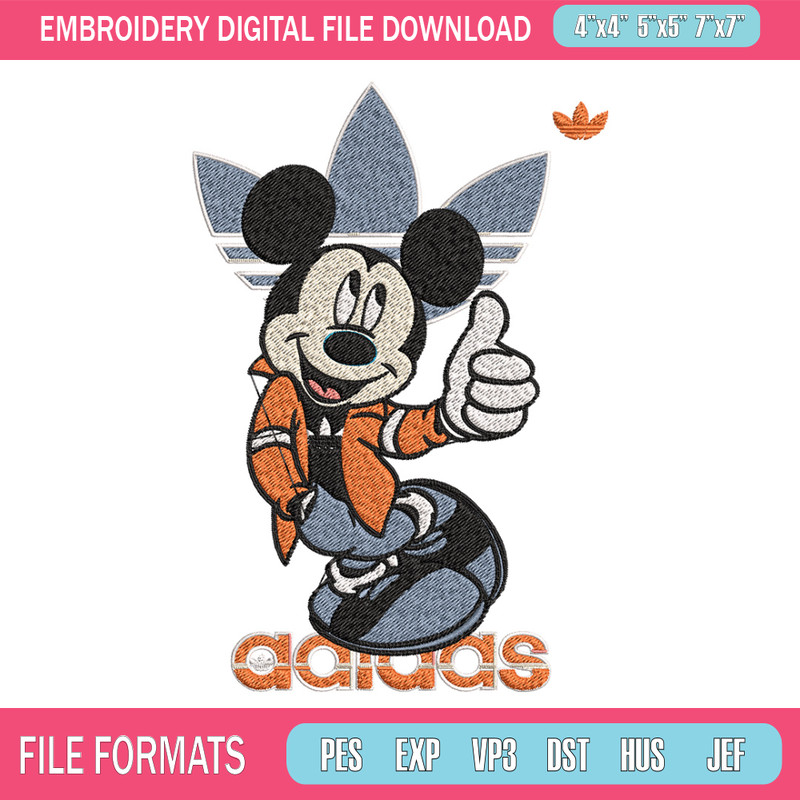 Mickey adidas Embroidery Design, Adidas Embroidery, Brand Embroidery, Embroidery File, Logo shirt, Digital download.jpg