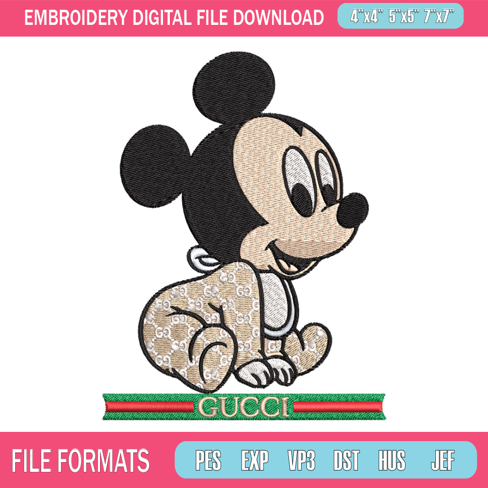 Mickey baby gucci Embroidery Design, Gucci Embroidery, Embroidery File, Logo shirt, Sport Embroidery, Digital download.jpg