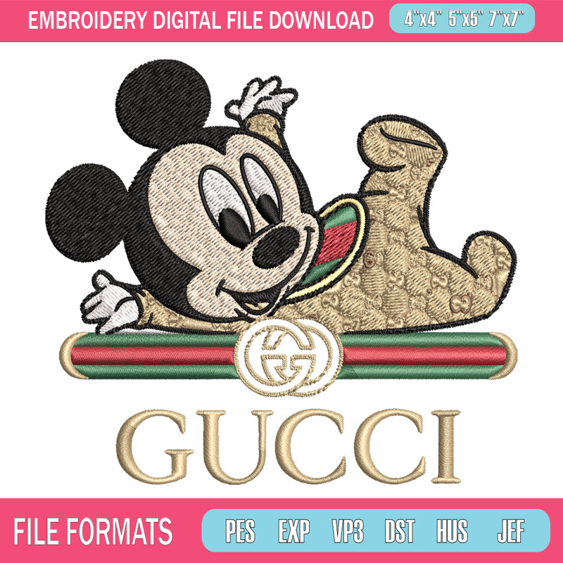 Mickey baby gucci Embroidery Design,Gucci Embroidery, Embroidery File, Logo shirt, Sport Embroidery, Digital download.jpg