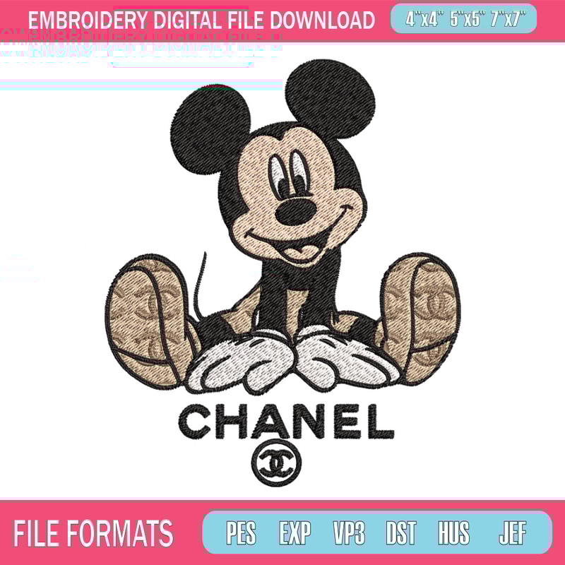 Mickey cute chanel Embroidery Design, Chanel Embroidery, Brand Embroidery, Embroidery File, Logo shirt, Digital download.jpg