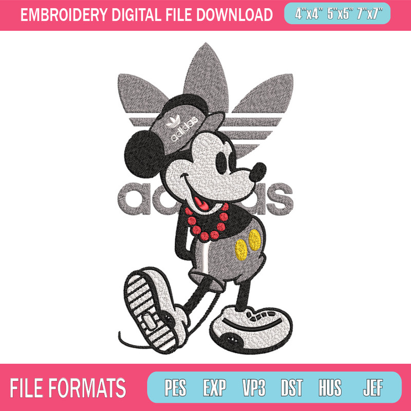 Mickey grey adidas Embroidery Design, Adidas Embroidery, Brand Embroidery, Embroidery File, Logo shirt, Digital download.jpg