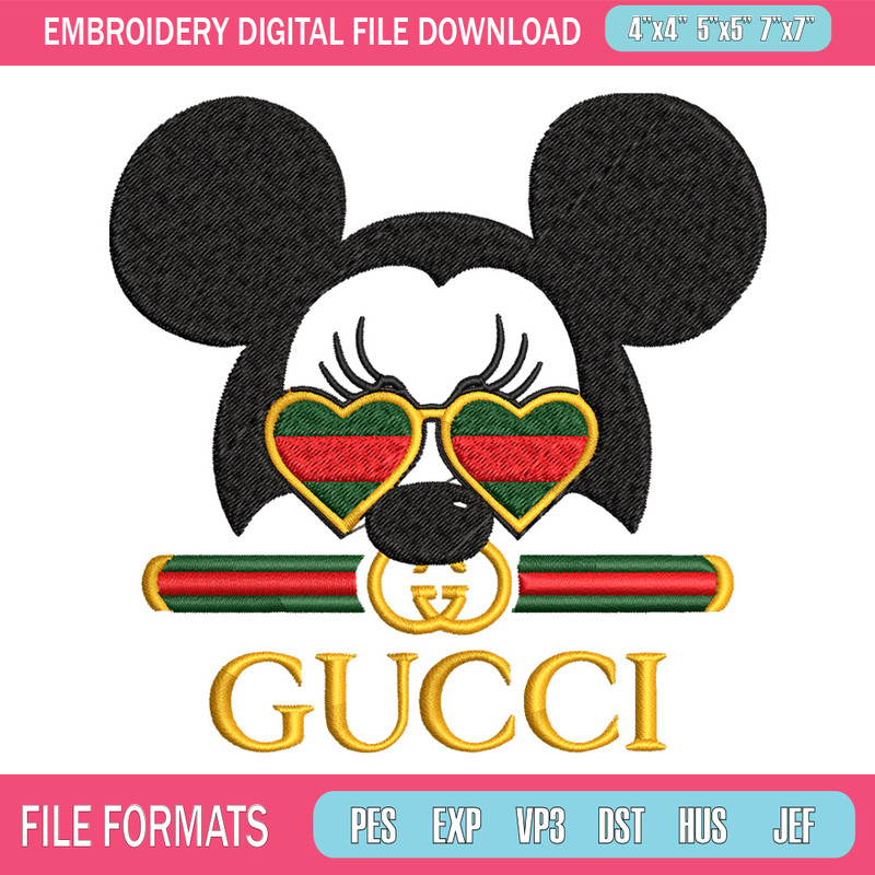 Mickey head gucci Embroidery Design, Gucci Embroidery, Brand Embroidery, Logo shirt, Embroidery File, Digital download.jpg