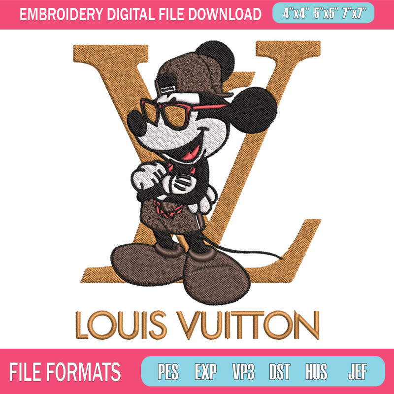 Mickey louis vuitton Embroidery Design, Lv Embroidery, Brand Embroidery, Logo shirt, Embroidery File, Digital download.jpg