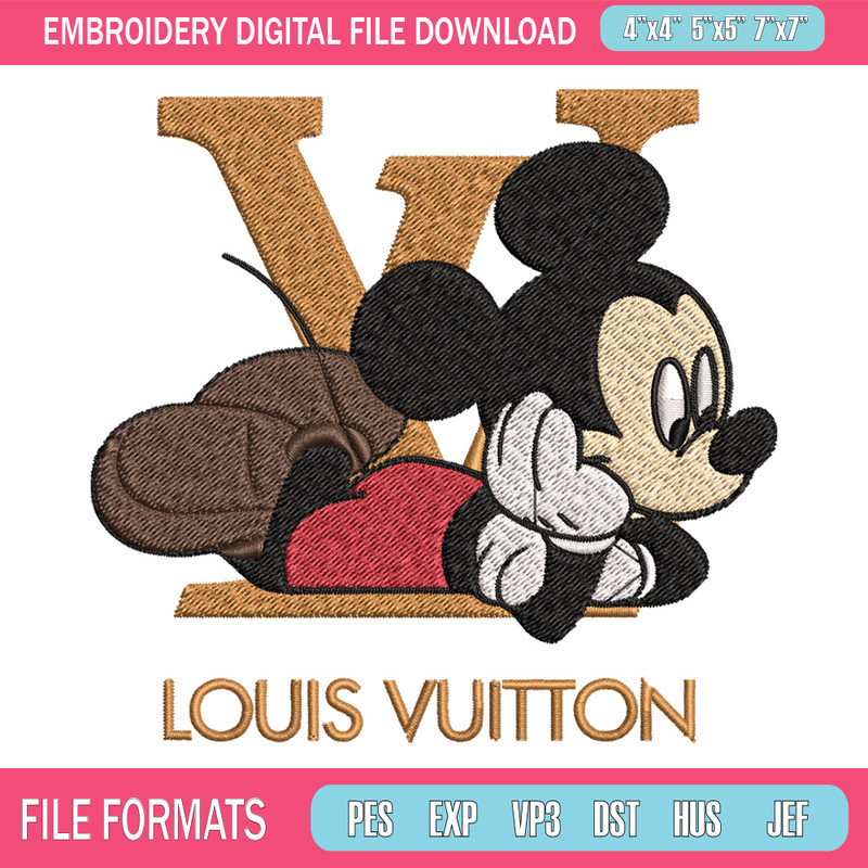 Mickey louis vuitton Embroidery Design, Lv Embroidery, Embroidery File, Brand Embroidery, Logo shirt, Digital download.jpg