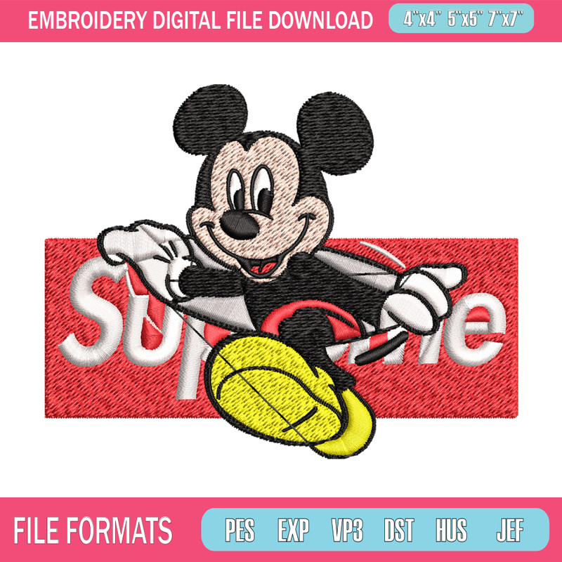 Mickey Mouse Supreme Embroidery design, Disney Embroidery, Embroidery File, Disney design, logo shirt, Digital download.jpg