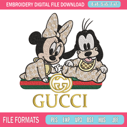 minnie goofy baby embroidery design, gucci embroidery, embroidery file, logo shirt, sport embroidery, digital download