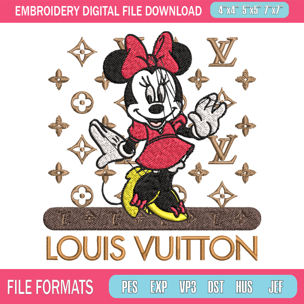Minnie logo lv Embroidery Design, Lv Embroidery, Embroidery File, Brand Embroidery, Logo shirt, Digital download.jpg
